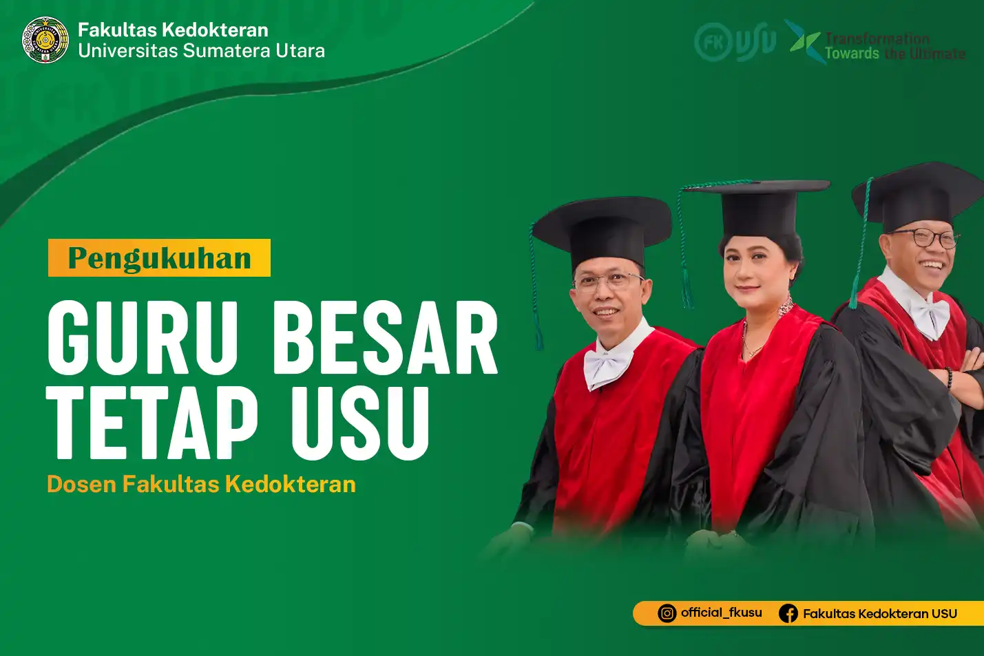 Three New Professors of the Faculty of Medicine of Universitas Sumatera Utara Officially Inaugurated
